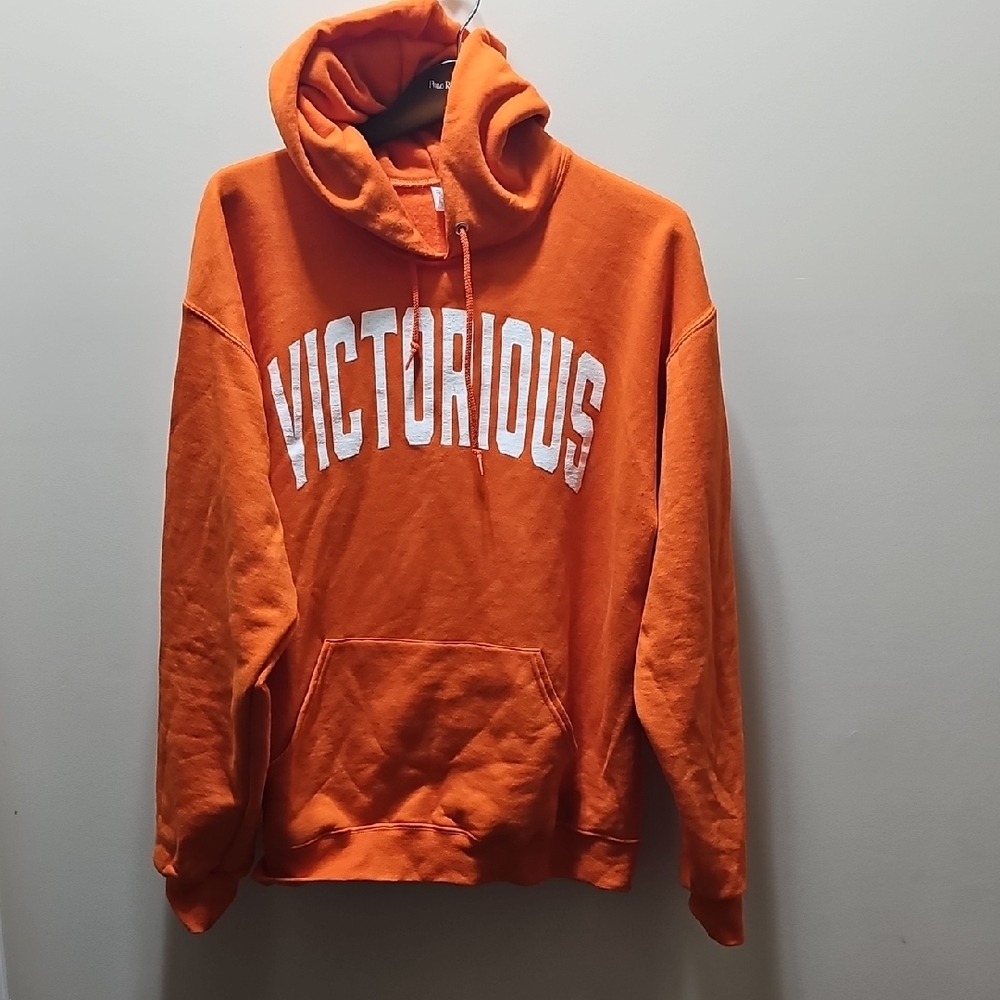 AVE Orange Hoodie with White 'VICTORIOUS' Print